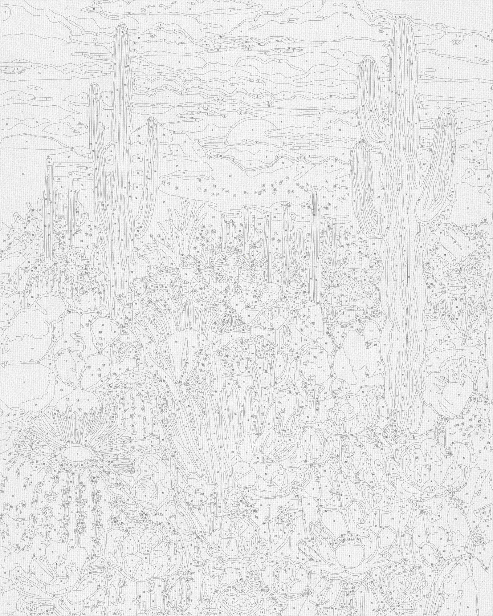 Malen nach Zahlen auf Keilrahmen 40×50 cm – Landschaft. Sonne über der Sahara LW 3546