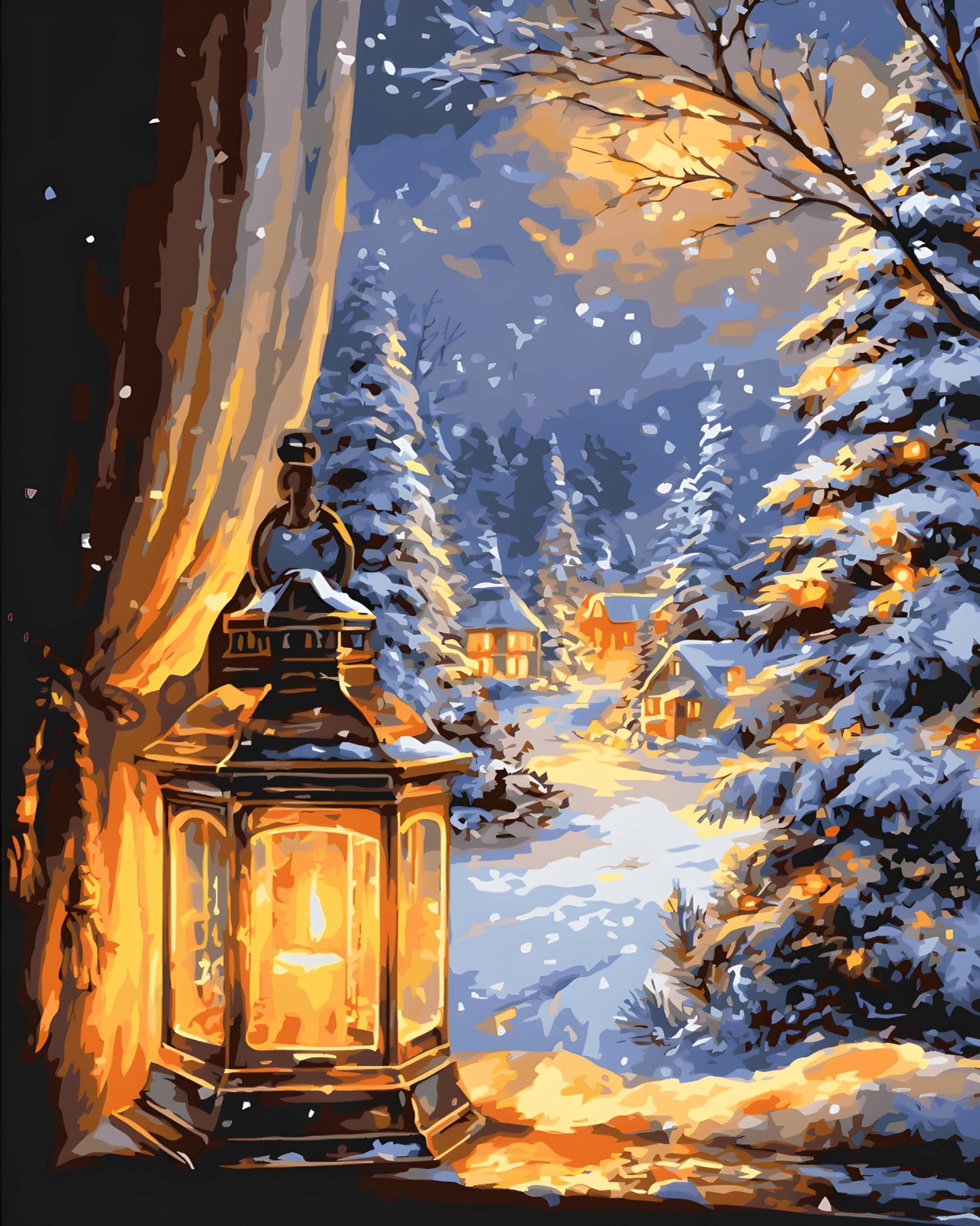 Malen nach Zahlen auf Keilrahmen 40×50 cm – Landschaft. Winternacht LW 3549