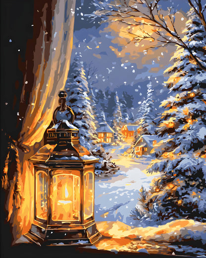 Malen nach Zahlen auf Keilrahmen 40×50 cm – Landschaft. Winternacht LW 3549