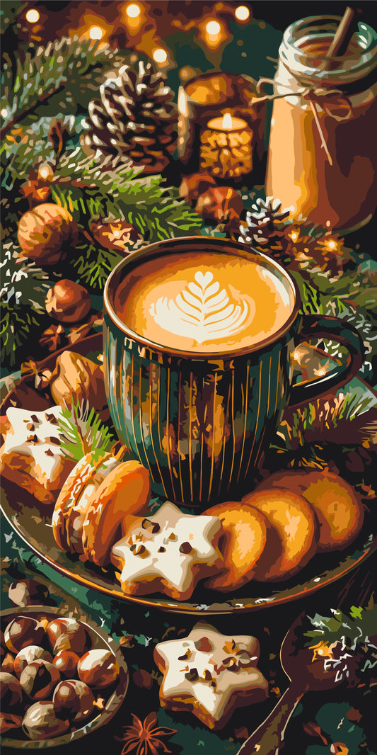Weihnachtskaffee – Malen nach Zahlen 40×80 cm