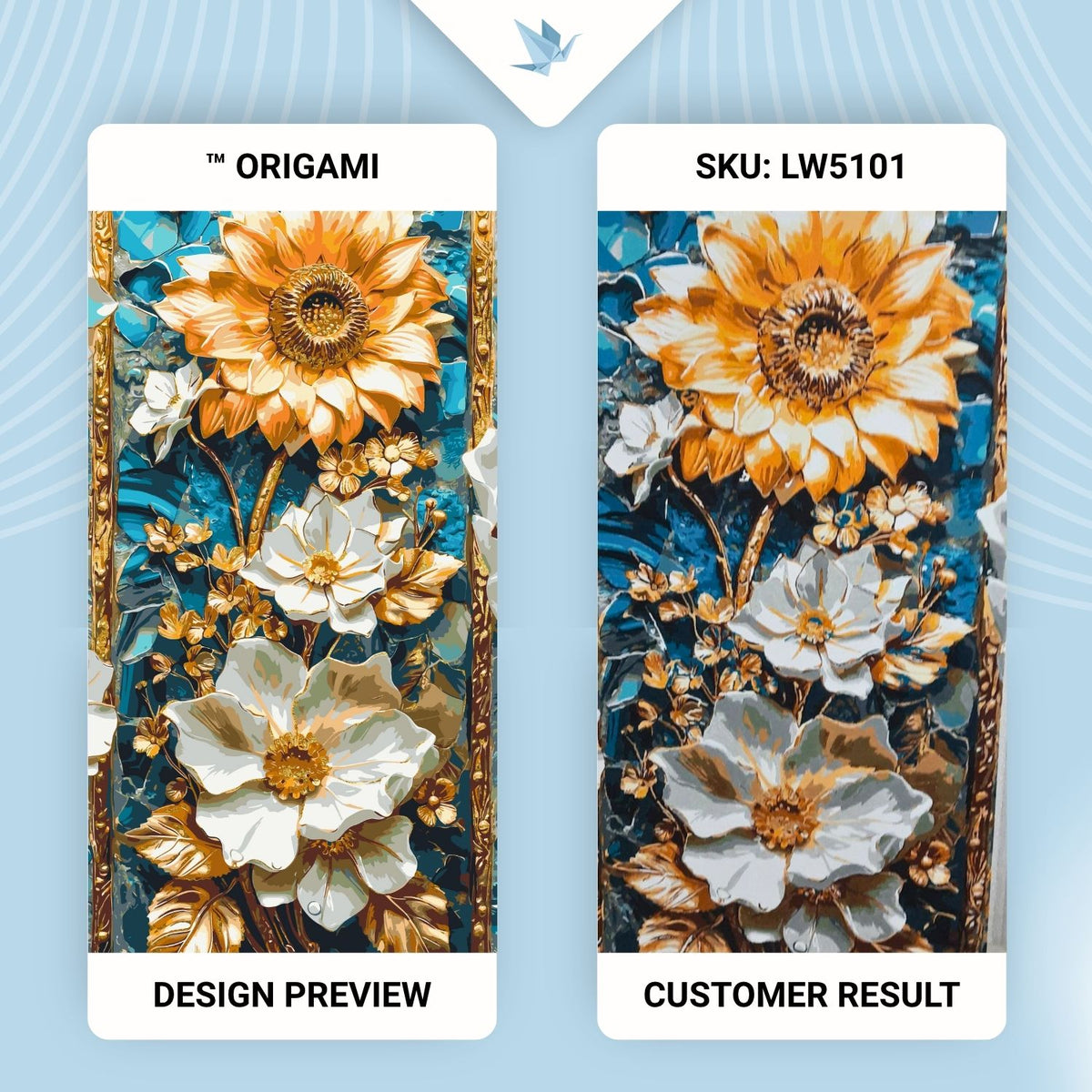Malen nach Zahlen auf Keilrahmen 40×80 cm – Zarte Blumen mit Metallicfarben – Blumen – LW 5101