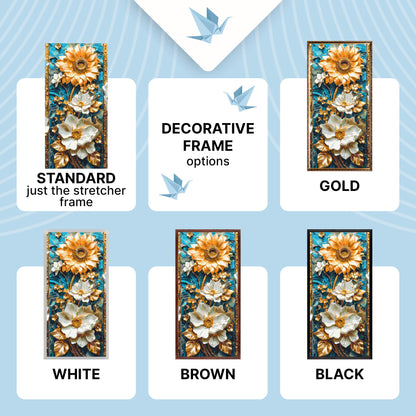 Malen nach Zahlen auf Keilrahmen 40×80 cm – Zarte Blumen mit Metallicfarben – Blumen – LW 5101
