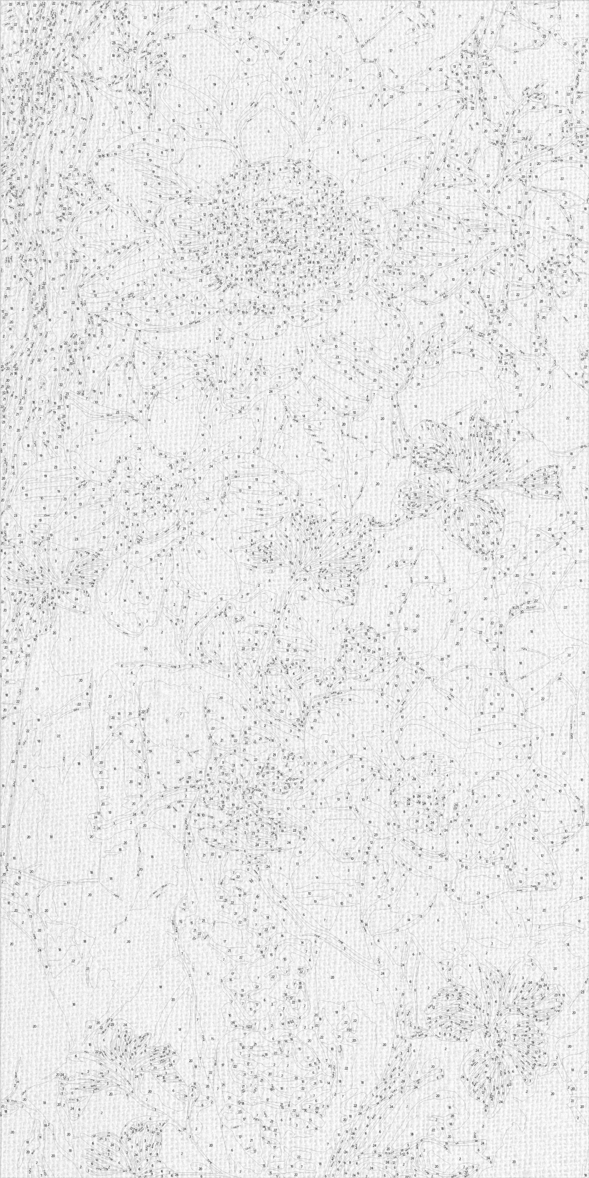 Malen nach Zahlen auf Keilrahmen 40×80 cm – Blumen auf blauem Hintergrund mit Metallicfarben – Blumen – LW 5102