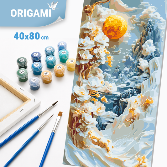 Malen nach Zahlen auf Keilrahmen 40×80 cm – Abstraktion: Bergblumen – Blumen/Landschaft – LW 5104