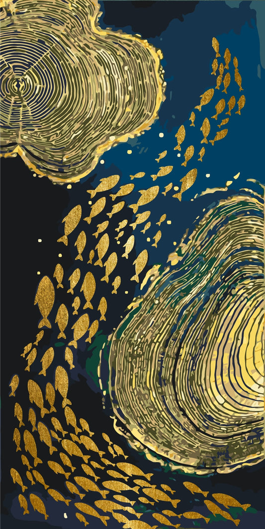 Malen nach Zahlen auf Keilrahmen 40×80 cm – Abstraktion mit Metallicfarben LW 5107