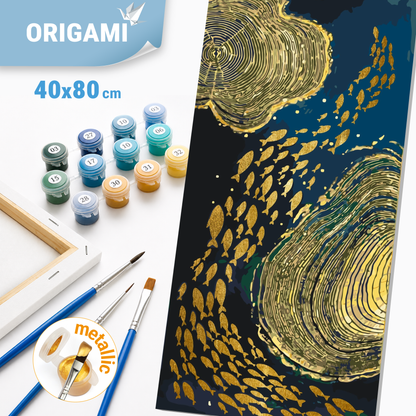 Malen nach Zahlen auf Keilrahmen 40×80 cm – Abstraktion mit Metallicfarben LW 5107