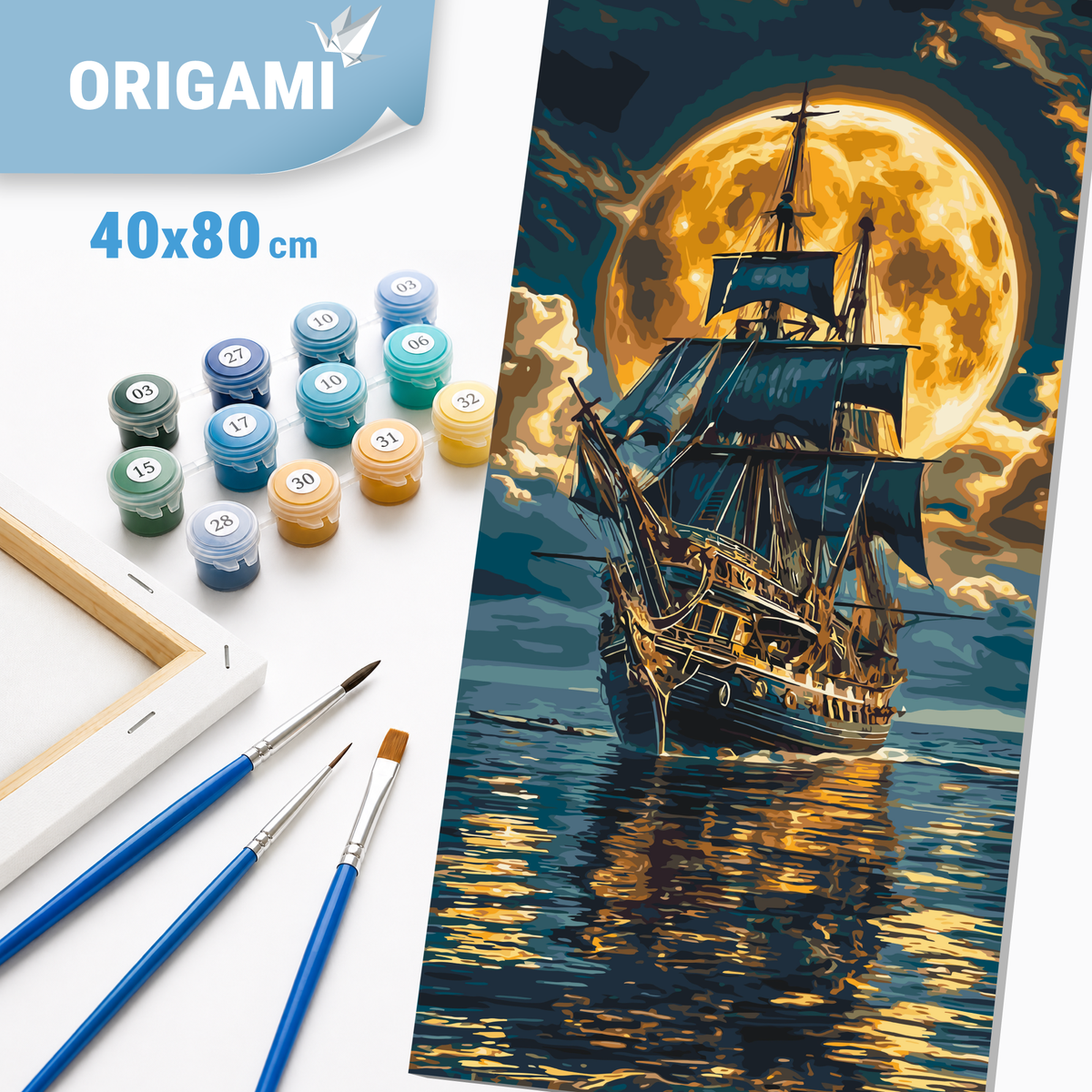 Malen nach Zahlen auf Keilrahmen 40×80 cm – Schiff auf dem Meer LW 5108