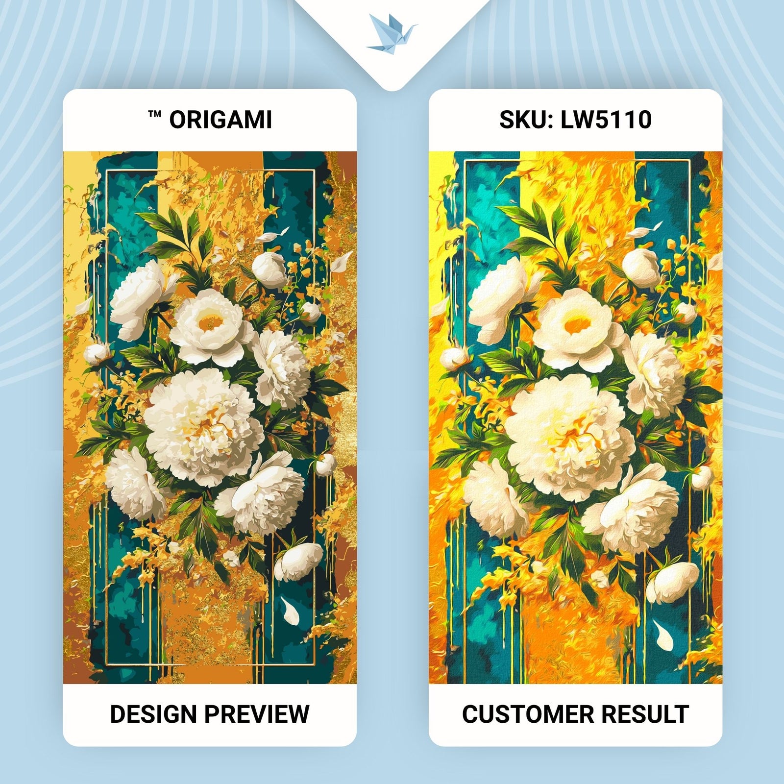 Malen nach Zahlen auf Keilrahmen 40×80 cm – Leuchtende Blumen mit Metallicfarben LW 5110