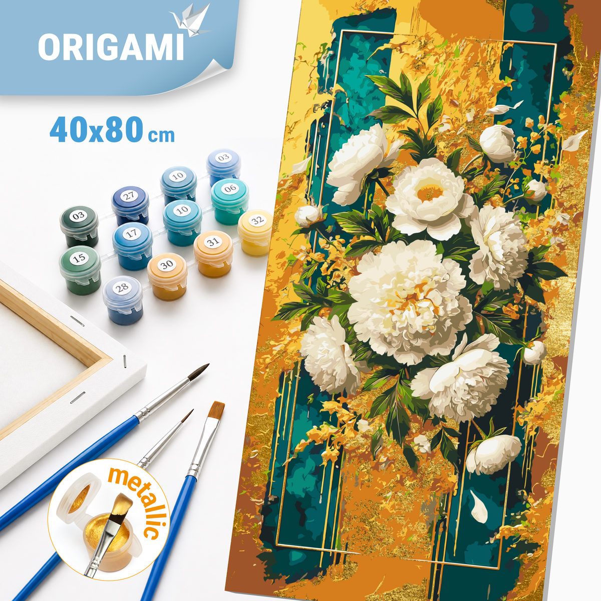 Paint by Numbers on a 40*80 cm frame Vibrant Flowers with Metallic Paints LW 5110