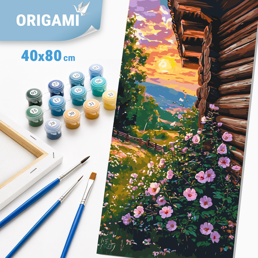 Paint by Numbers on a 40x80 cm frame - Floral Summer Evening - Landscape/Flowers - LW 5114