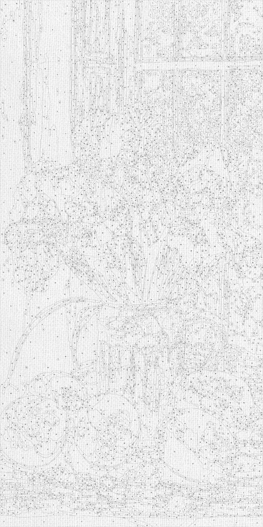 Malen nach Zahlen auf Keilrahmen 40×80 cm – Blumen/Stillleben. Schwertlilien mit Zitronen LW 5117