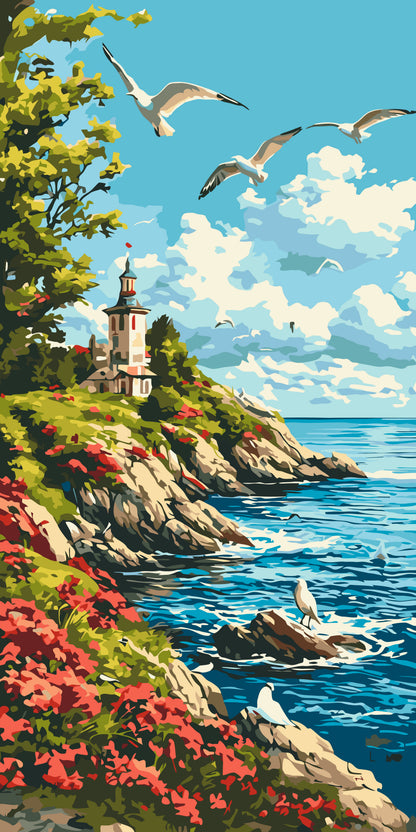 Malen nach Zahlen auf Keilrahmen 40×80 cm – Landschaft. Morgen am Meer LW 5118
