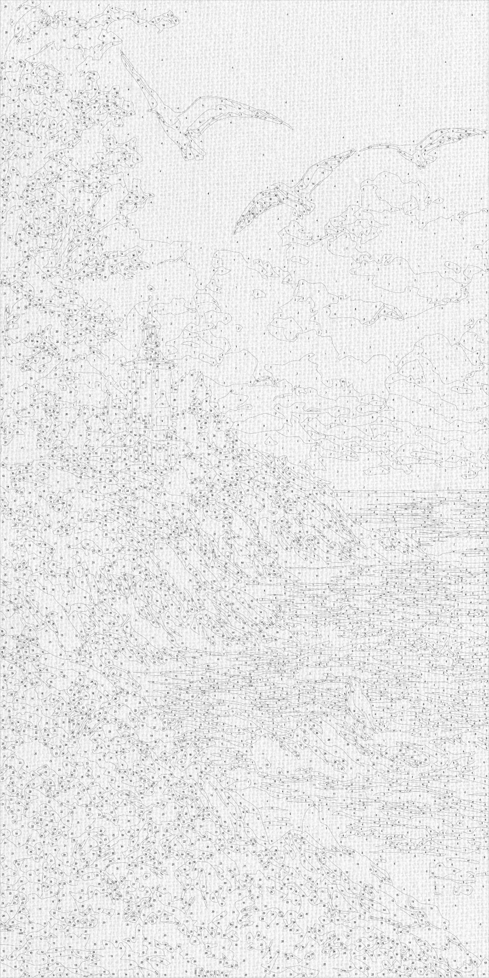 Malen nach Zahlen auf Keilrahmen 40×80 cm – Landschaft. Morgen am Meer LW 5118