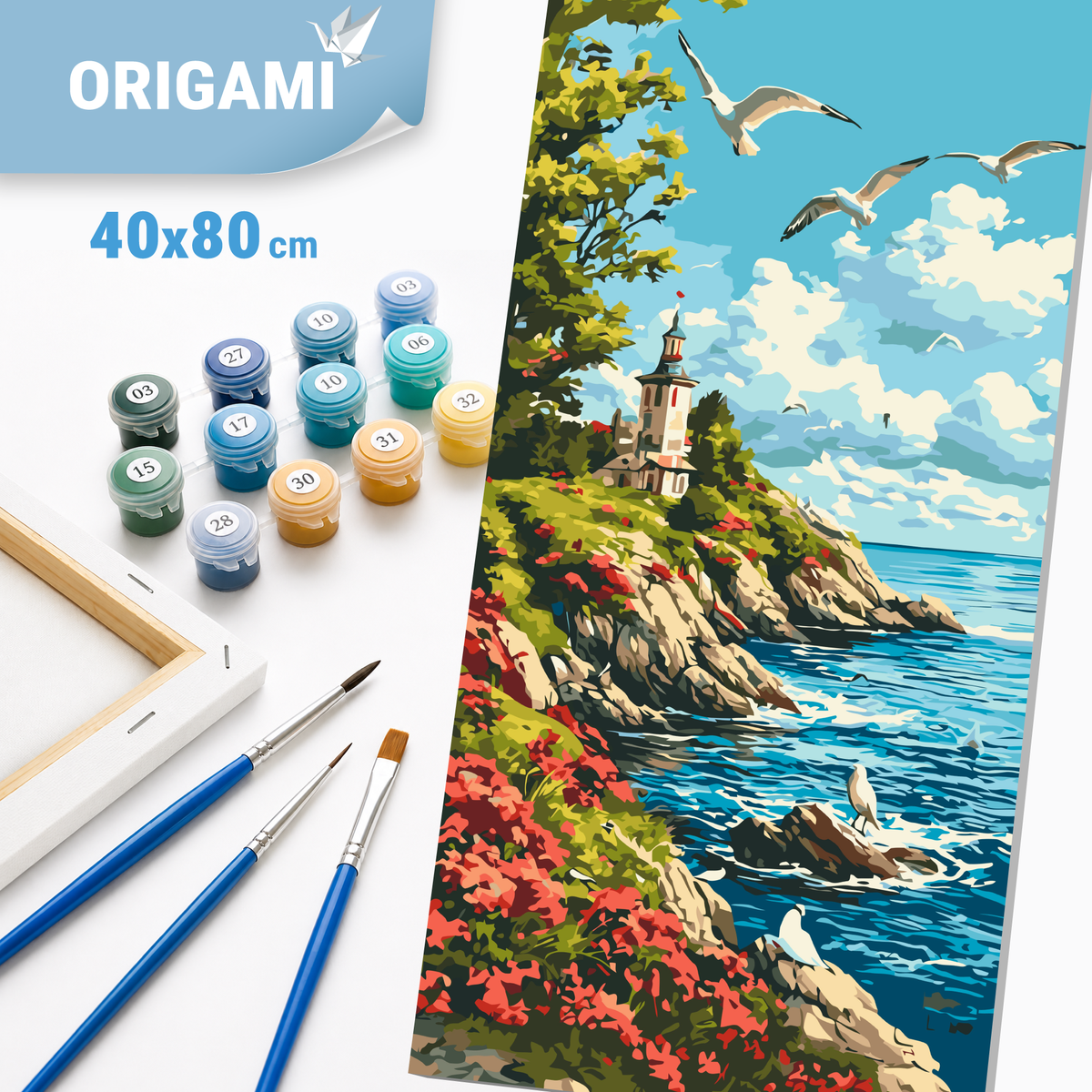 Malen nach Zahlen auf Keilrahmen 40×80 cm – Landschaft. Morgen am Meer LW 5118