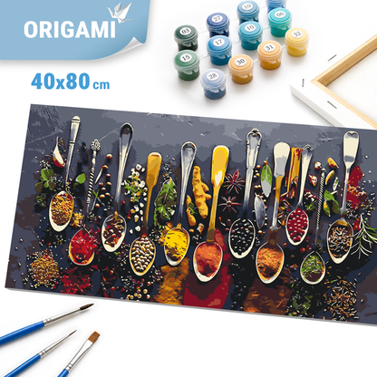 Malen nach Zahlen auf Keilrahmen 40×80 cm – Stillleben. Gewürze LW 5121