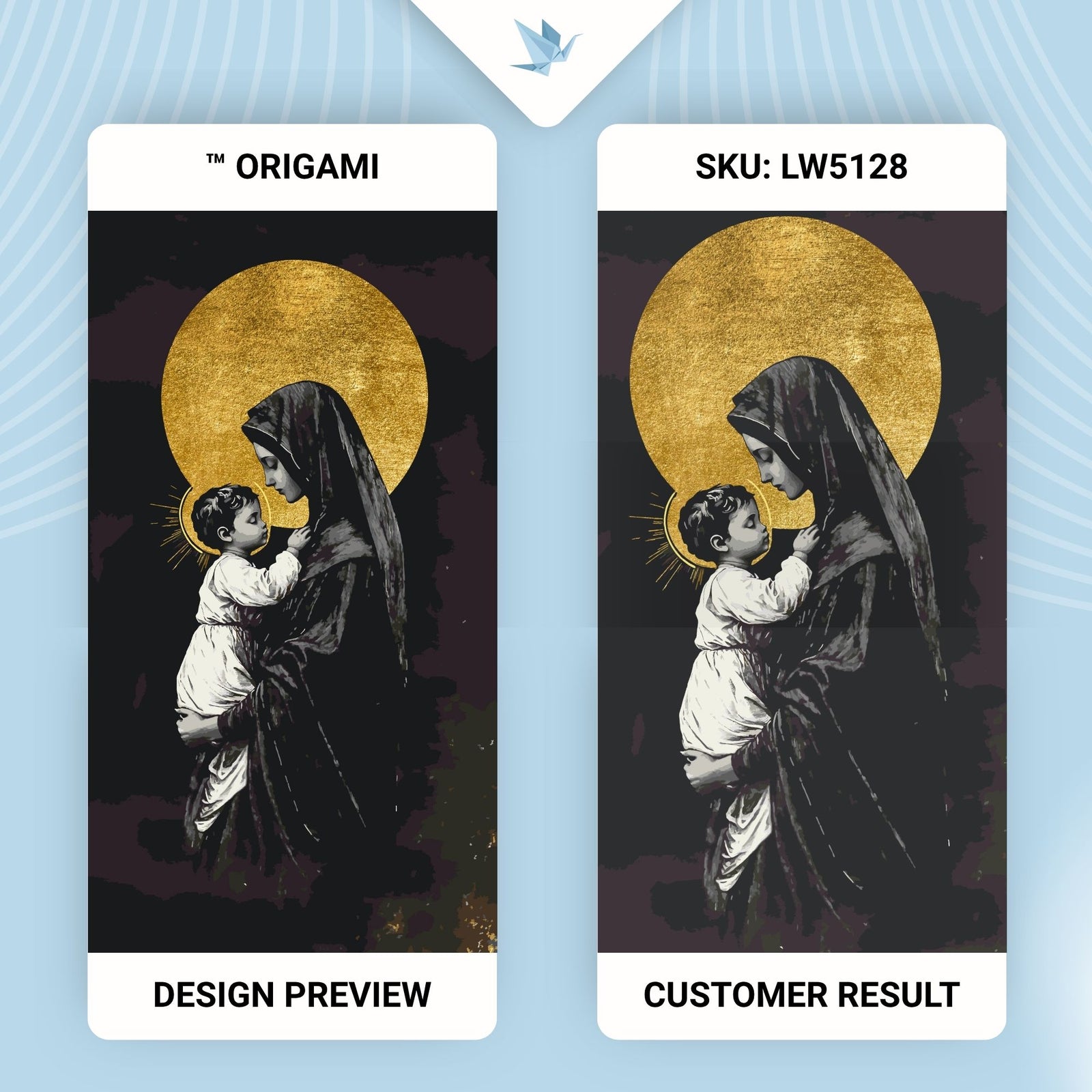 Malen nach Zahlen auf Keilrahmen 40×80 cm – Religion mit Metallicfarben. Maria und Jesus LW 5128