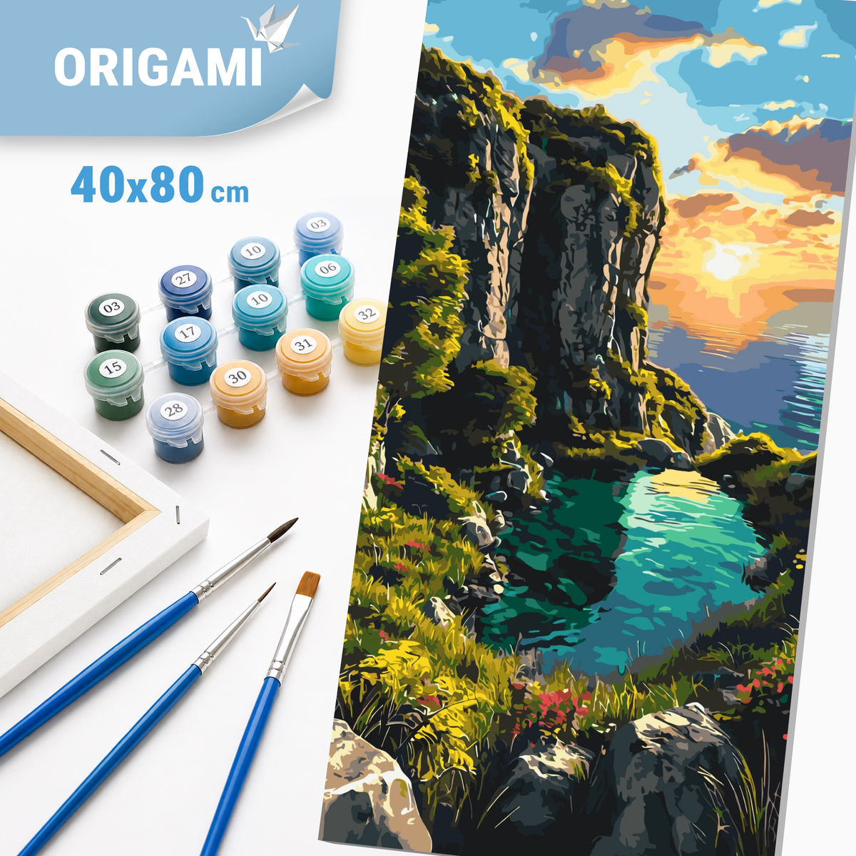 Malen nach Zahlen auf Keilrahmen 40×80 cm – Landschaft. Abendliche Bucht LW 5129
