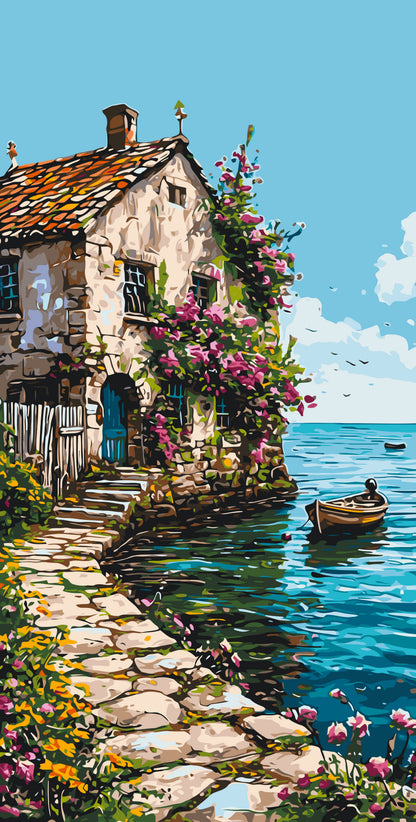 Malen nach Zahlen auf Keilrahmen 40×80 cm – Landschaft. Sommer in der Provence LW 5131