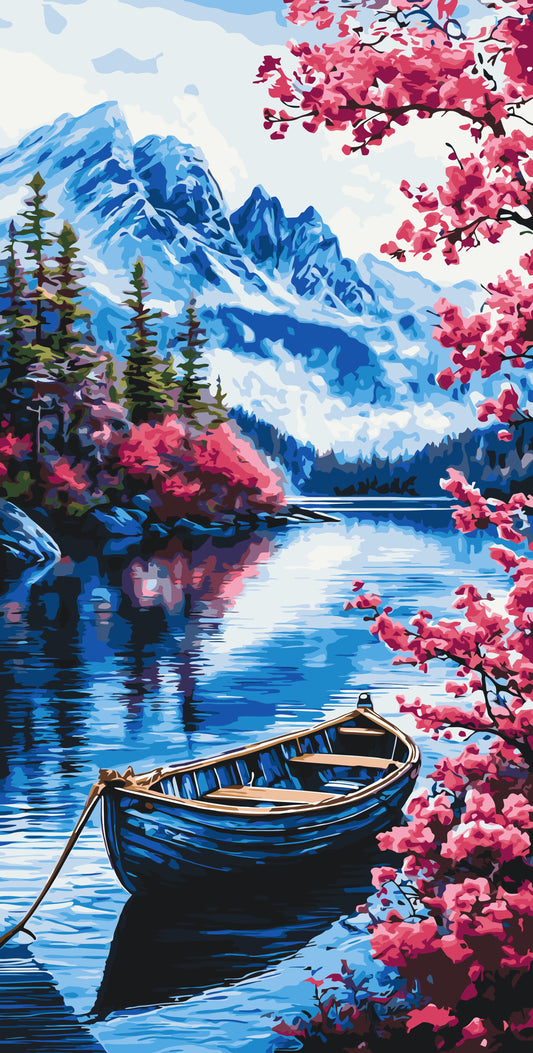 Malen nach Zahlen auf Keilrahmen 40×80 cm – Landschaft. Alpiner Morgen LW 5132