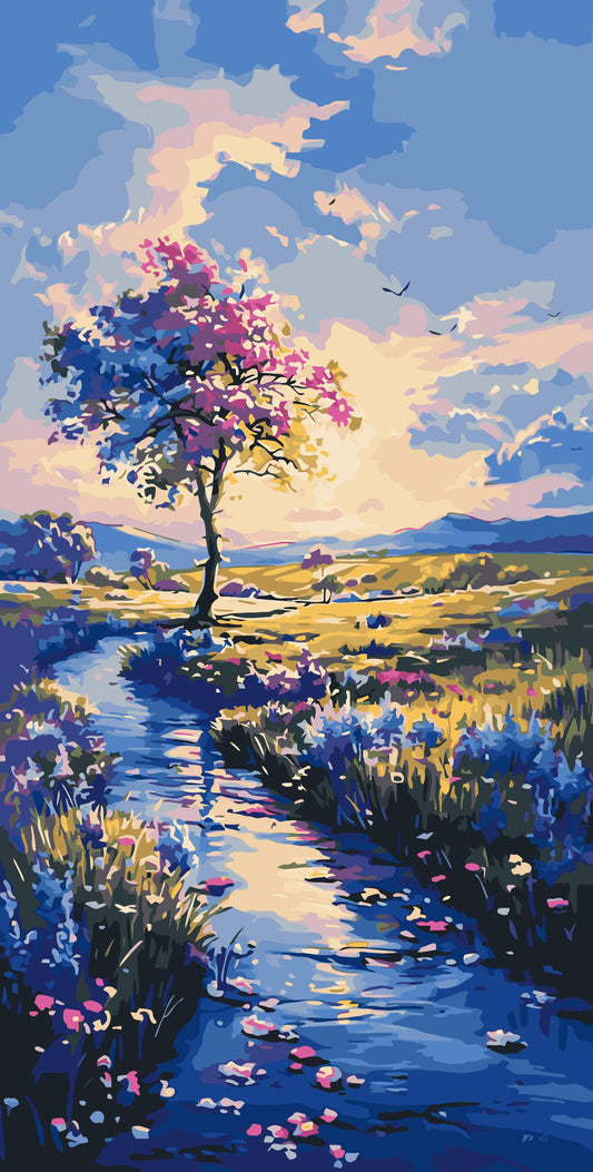 Malen nach Zahlen auf Keilrahmen 40×80 cm – Landschaft. Weg zum Traum LW 5137
