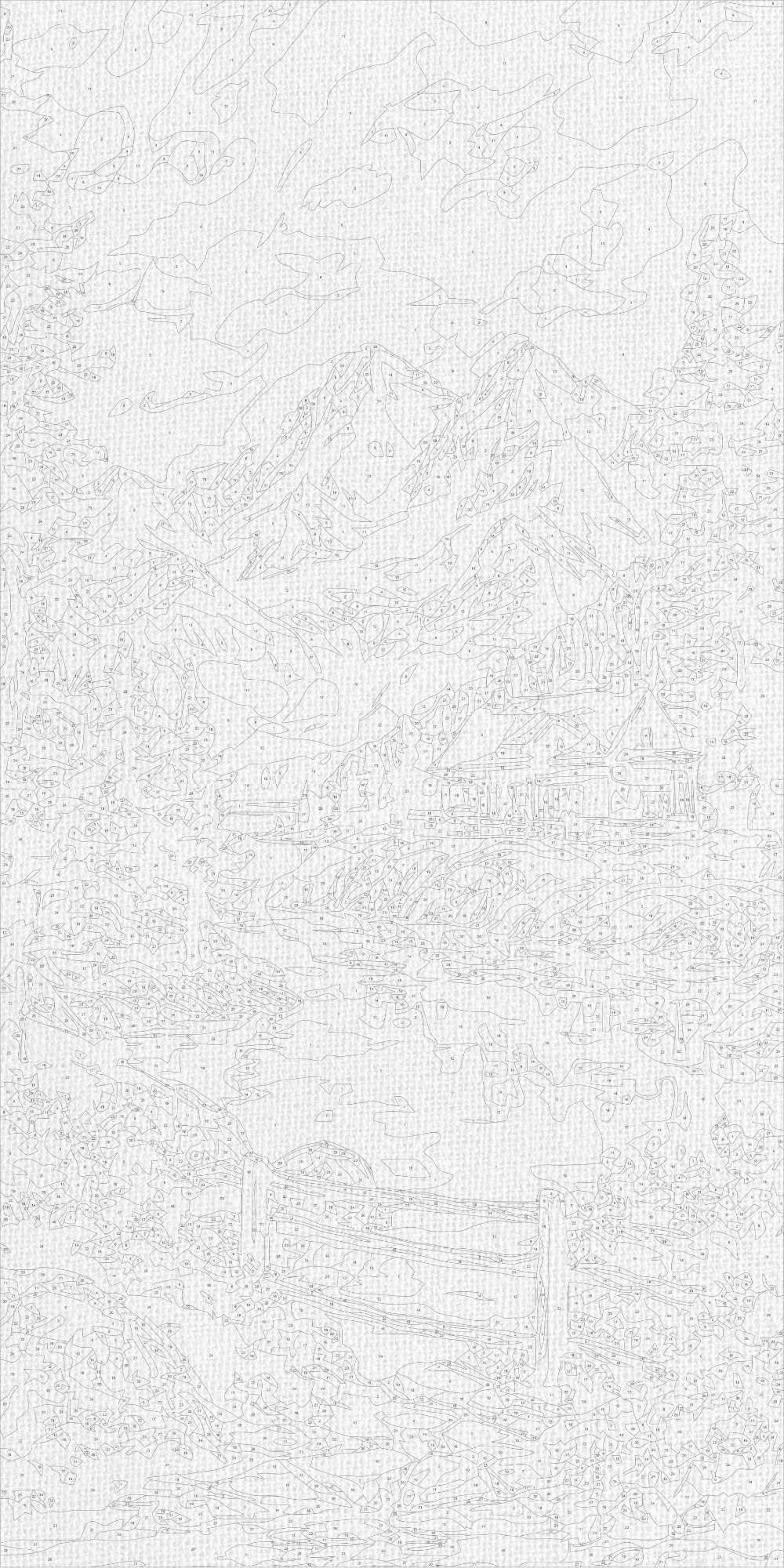 Malen nach Zahlen auf Keilrahmen 40×80 cm – Landschaft. Ruhe der Gipfel LW 5146