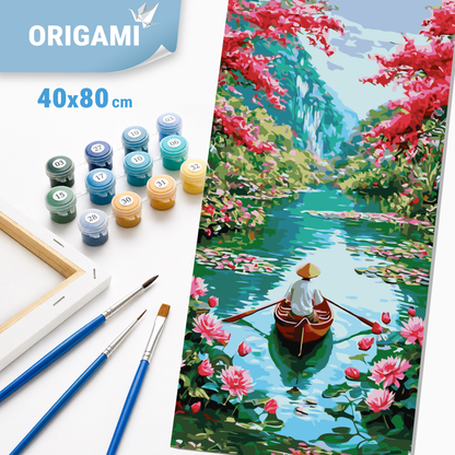 Malen nach Zahlen auf Keilrahmen 40×80 cm – Landschaft. Ruhe des Ostens LW 5149