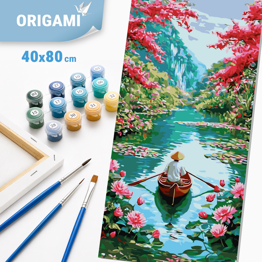 Malen nach Zahlen auf Keilrahmen 40×80 cm – Landschaft. Ruhe des Ostens LW 5149