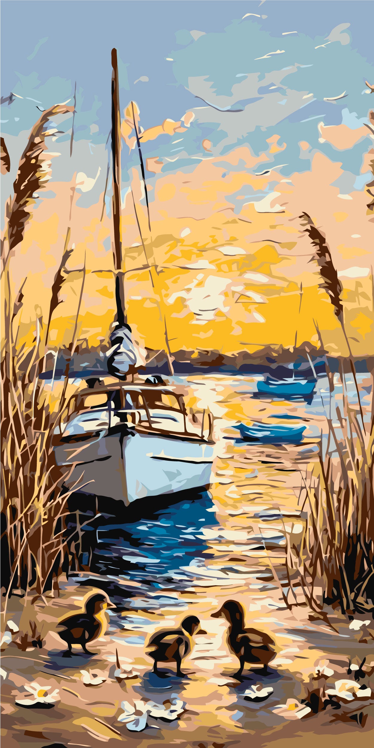 Malen nach Zahlen auf Keilrahmen 40×80 cm – Landschaft. Sommerabend LW 5150