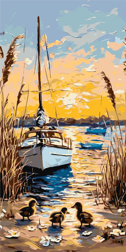 Malen nach Zahlen auf Keilrahmen 40×80 cm – Landschaft. Sommerabend LW 5150