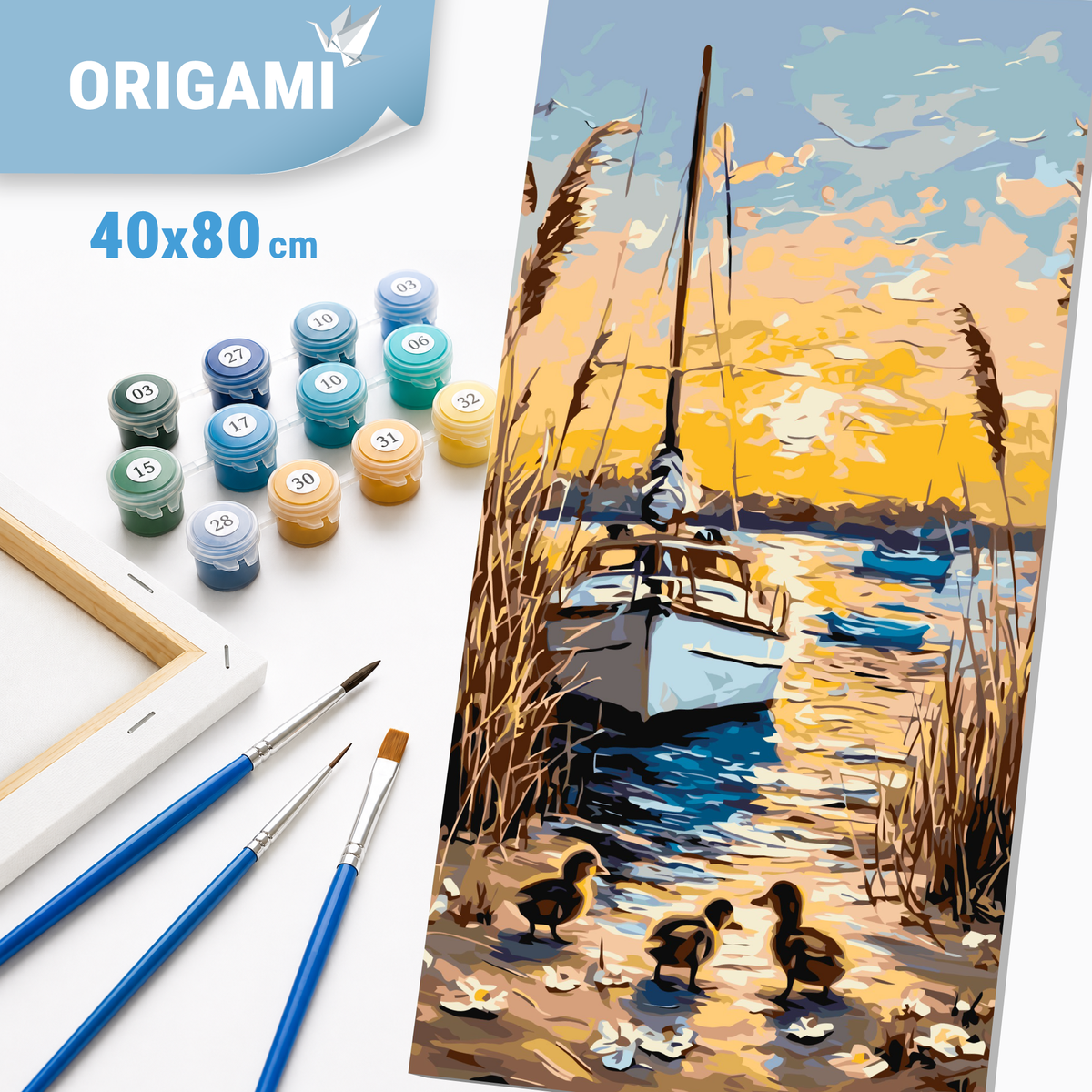 Malen nach Zahlen auf Keilrahmen 40×80 cm – Landschaft. Sommerabend LW 5150