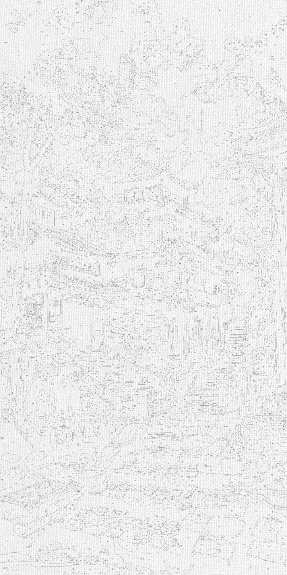 Malen nach Zahlen auf Keilrahmen 40×80 cm – Morgen in den asiatischen Bergen – Landschaft – LW 5154