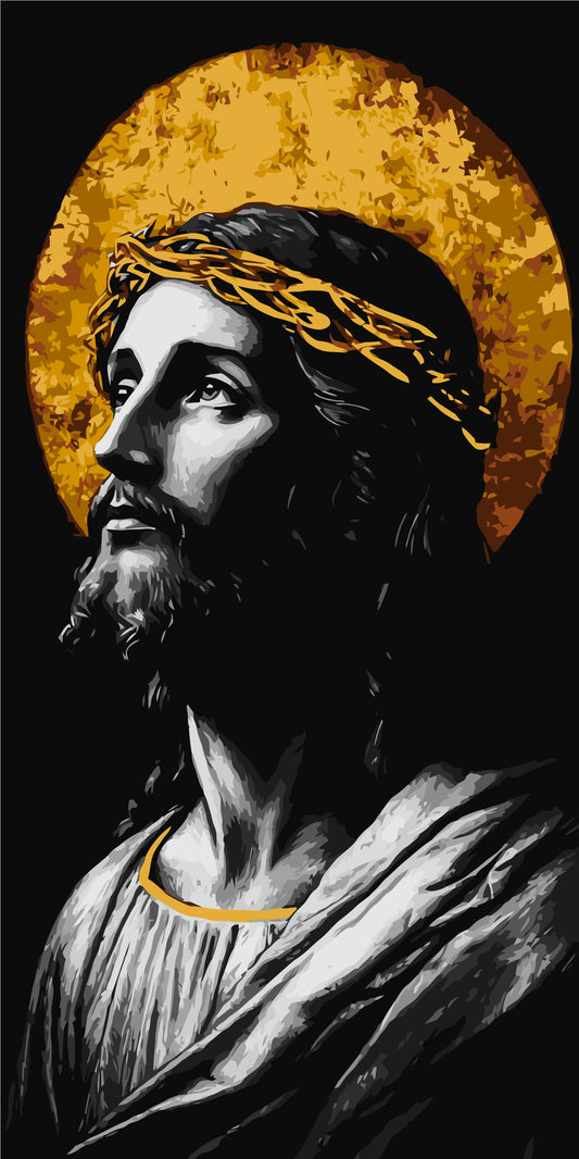 Malen nach Zahlen auf Keilrahmen 40×80 cm – Religion mit Metallicfarben. Bild des Erlösers LW 5158