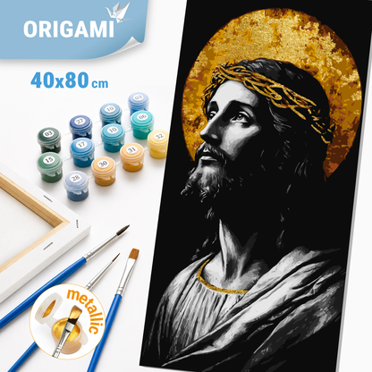 Malen nach Zahlen auf Keilrahmen 40×80 cm – Religion mit Metallicfarben. Bild des Erlösers LW 5158