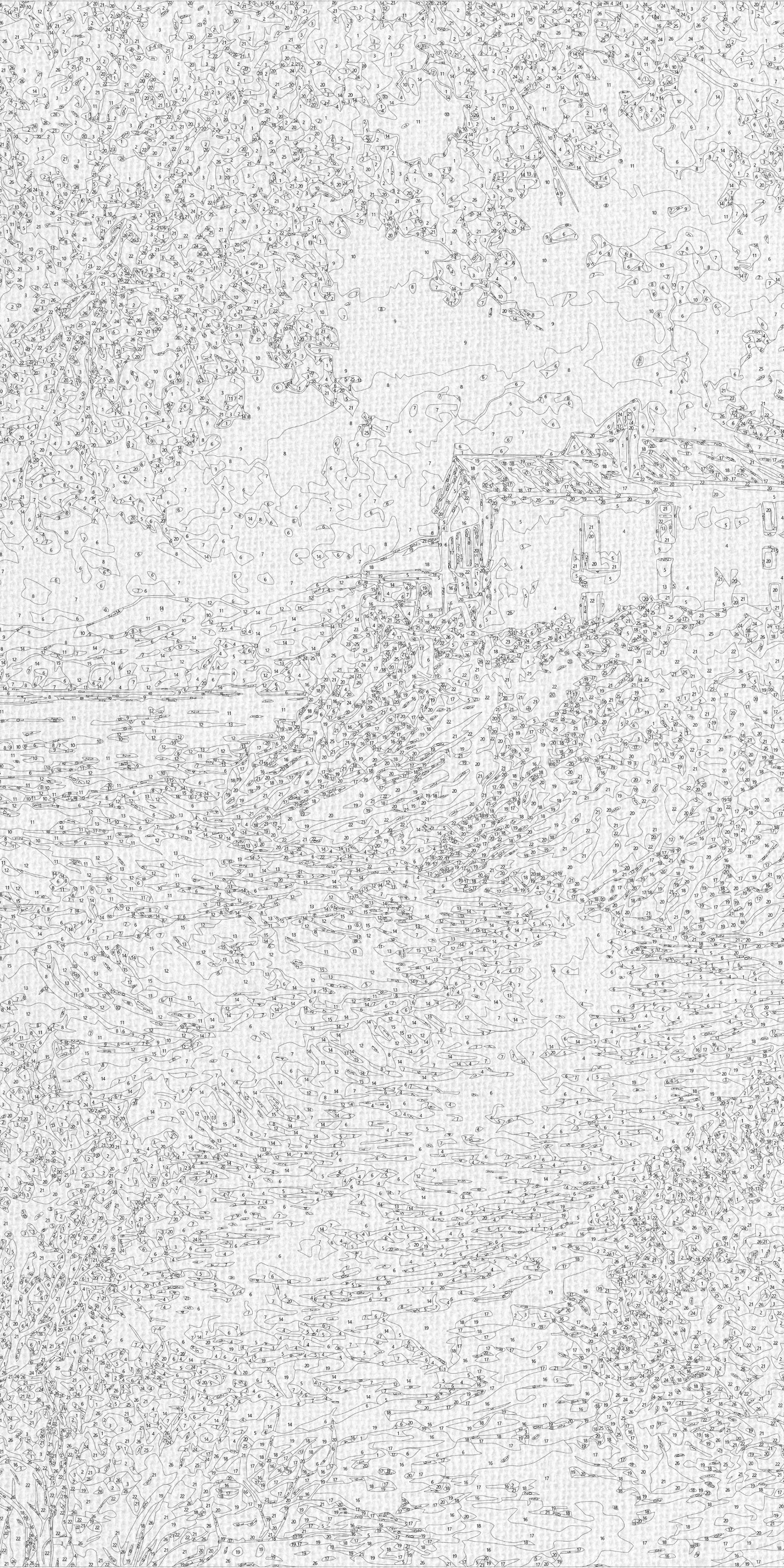 Malen nach Zahlen auf Keilrahmen 40×80 cm – Landschaft. Morgen am Ufer LW 5161
