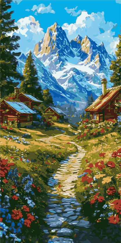 Malen nach Zahlen auf Keilrahmen 40×80 cm – Landschaft. Weg in die Berge LW 5162