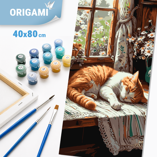 Malen nach Zahlen auf Keilrahmen 40×80 cm – Tiere. Roter Kater LW 5163