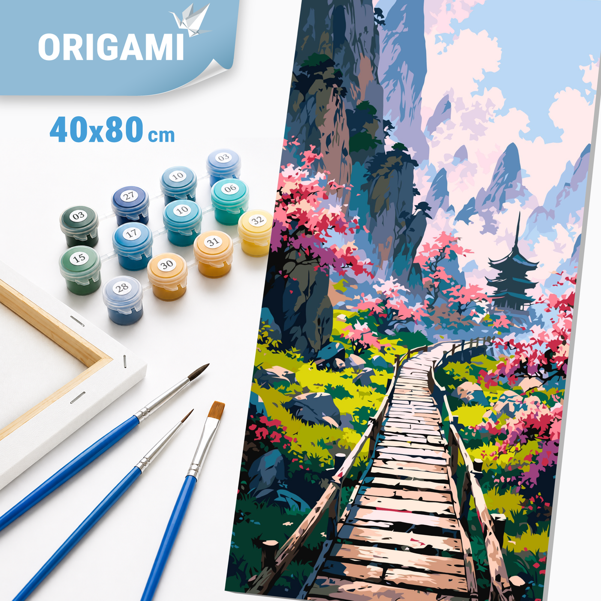 Malen nach Zahlen auf Keilrahmen 40×80 cm – Landschaft - Geheimnisvoller japanischer Garten LW 5169