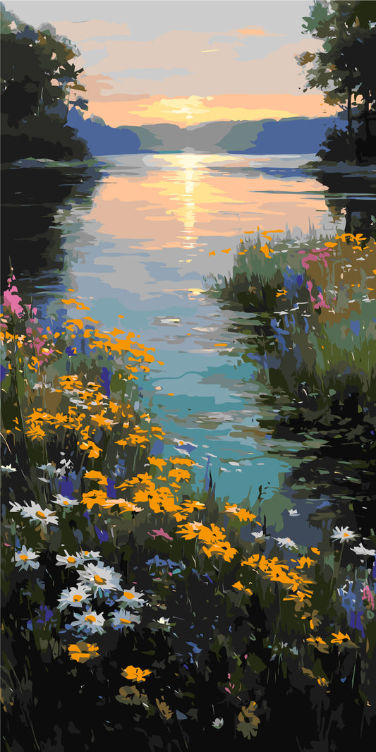 Malen nach Zahlen auf Keilrahmen 40×80 cm – Sommerfarben der Natur – Landschaft – LW 5171