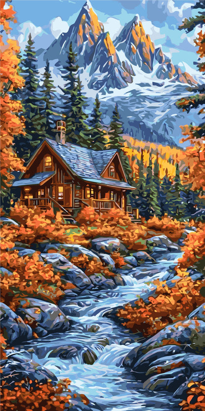 Malen nach Zahlen auf Keilrahmen 40×80 cm – Landschaft. Herbstwald LW 5175