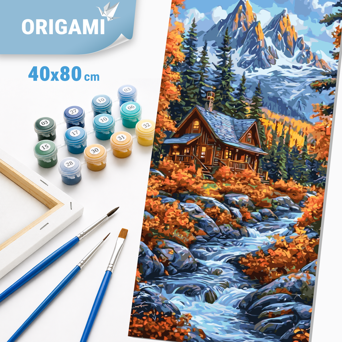 Malen nach Zahlen auf Keilrahmen 40×80 cm – Landschaft. Herbstwald LW 5175