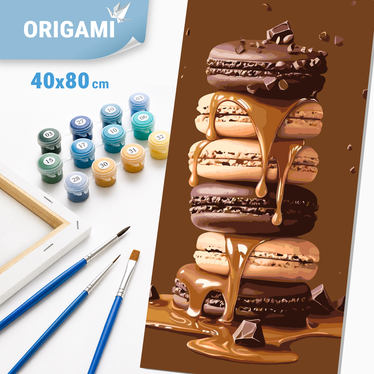 Malen nach Zahlen auf Keilrahmen 40×80 cm – Köstliche Macarons LW 5176