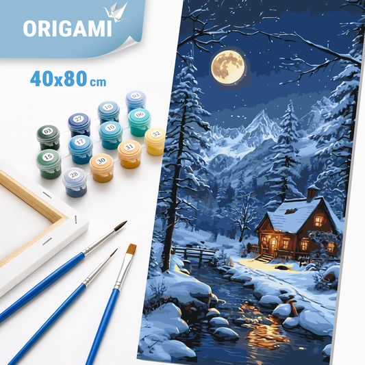 Malen nach Zahlen auf Keilrahmen 40×80 cm – Winterliche Gemütlichkeit – Landschaft – LW 5178