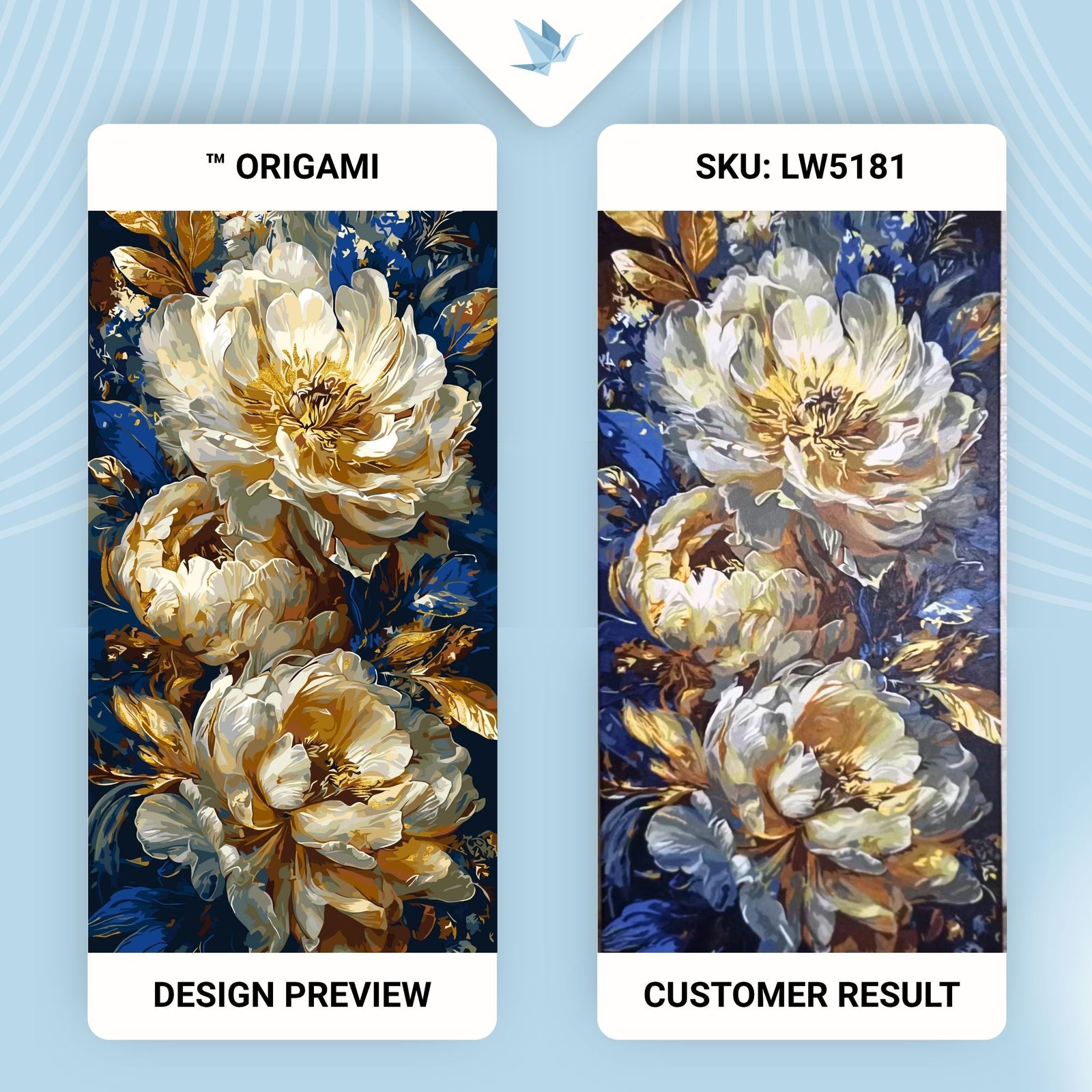 Malen nach Zahlen auf Keilrahmen 40×80 cm – Blumen mit Metallicfarben. Luxuriöse Pfingstrosen LW 5181