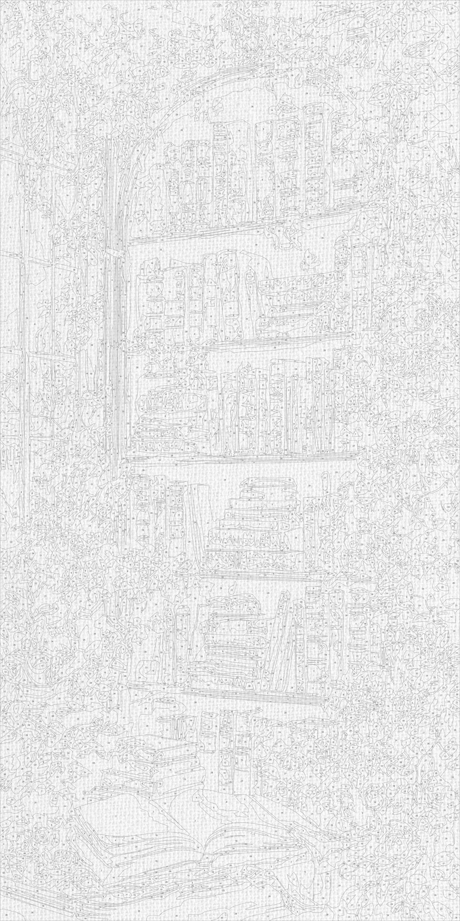 Malen nach Zahlen auf Keilrahmen 40×80 cm – Blumen. Bibliothek unter Efeu LW 5182