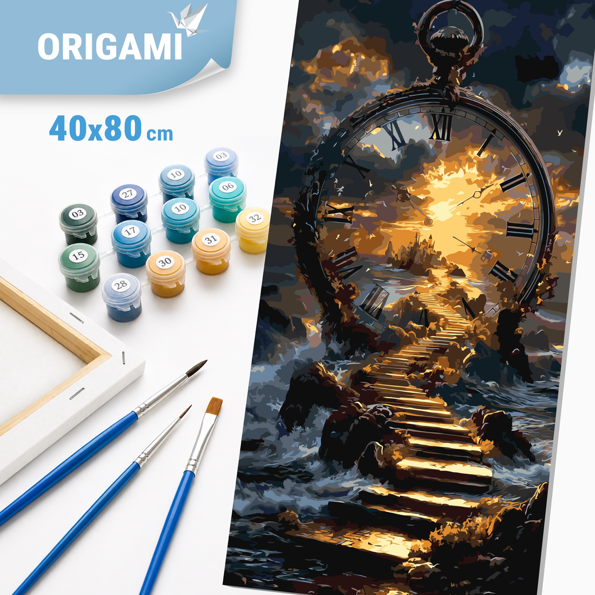 Malen nach Zahlen auf Keilrahmen 40×80 cm – Landschaft. Weg in den Sonnenuntergang LW 5187