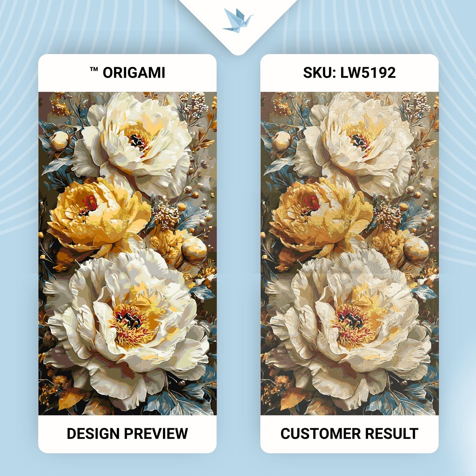 Malen nach Zahlen auf Keilrahmen 40×80 cm – Blumen mit Metallicfarben. Reich der Blumen LW 5192