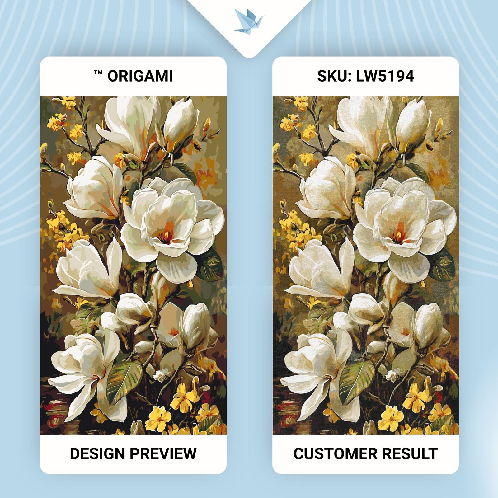 Malen nach Zahlen auf Keilrahmen 40×80 cm – Blumen. Blühende Magnolie LW 5194