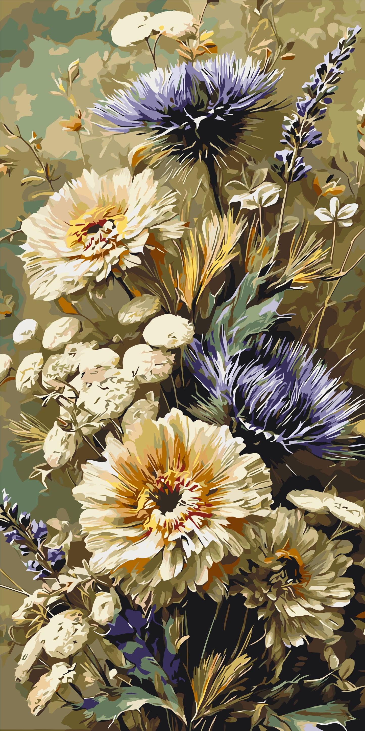 Malen nach Zahlen auf Keilrahmen 40×80 cm – Blumen. Feldstrauß LW 5195