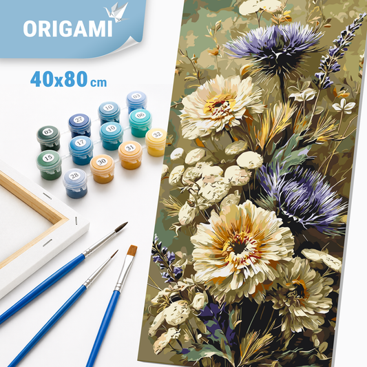 Malen nach Zahlen auf Keilrahmen 40×80 cm – Blumen. Feldstrauß LW 5195