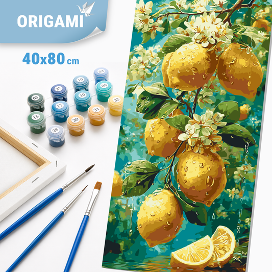 Malen nach Zahlen auf Keilrahmen 40×80 cm – Stillleben. Blüte des Zitronengartens LW 5198